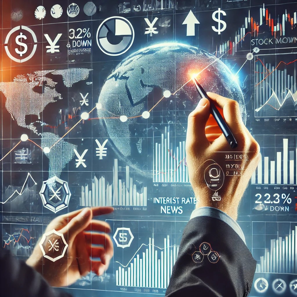 DALL·E 2024-08-16 21.31.14 - An image showing a financial analyst reviewing key market indicators on a digital dashboard, with charts and graphs depicting stock market indices, in