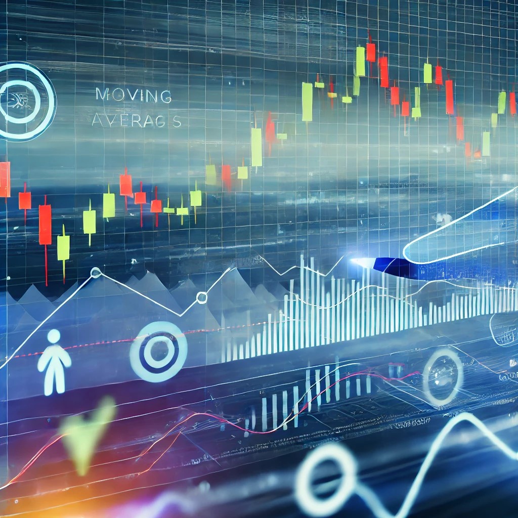 DALL·E 2024-08-16 21.31.15 - An image illustrating the use of technical analysis in financial markets, with a digital interface showing candlestick charts, moving averages, and tr