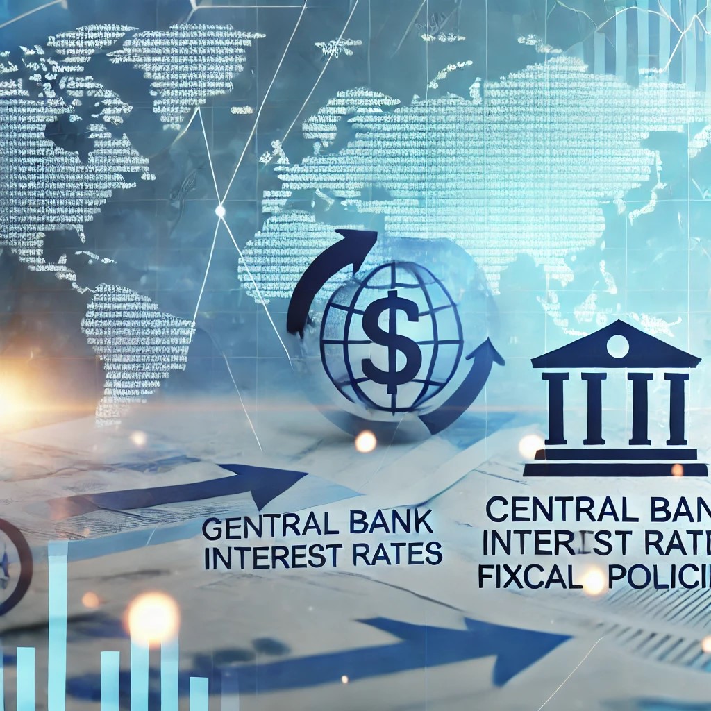 DALL·E 2024-08-16 19.49.36 - An image showing the impact of global economic policies on financial strategies, with symbols like global trade agreements, central bank interest rate